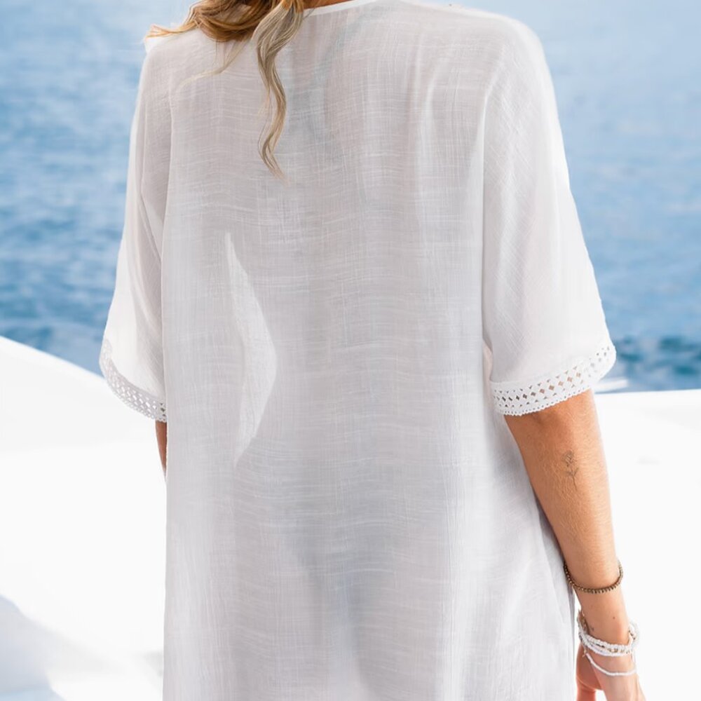 Cupshe Light & Delicate White Cover-Up Kimono~Small - Picture 5 of 15